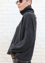 Cashmere High Neck Sweater - Charcoal