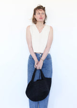 Crochet Bowl Tote - Black Paint