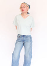 Short Sleeve Crop V-neck - Mist