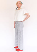 Long Full Pant - Cream Stripe Seersucker