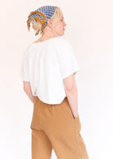 Short Sleeve Crop V-neck - White