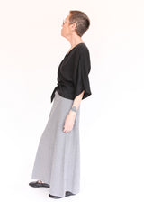 Long Bias Skirt - Nebbia Check Seersucker