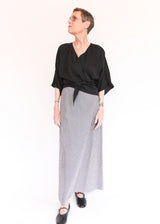 Long Bias Skirt - Nebbia Check Seersucker