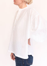 Peasant Blouse - White Diamond Dobby