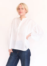 Peasant Blouse - White Diamond Dobby