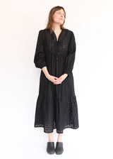India Reverse Applique Dress - Black