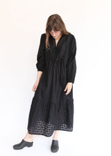 India Reverse Applique Dress - Black