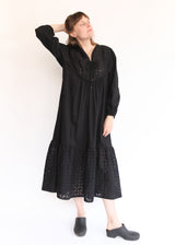 India Reverse Applique Dress - Black