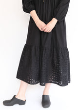 India Reverse Applique Dress - Black
