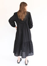 India Reverse Applique Dress - Black