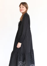 India Reverse Applique Dress - Black