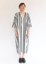 Jacquard Stripe Dress - White/Black