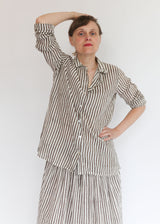 Button Shirt - Brown Stripe