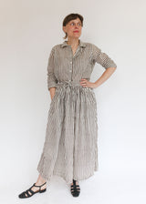 Drawstring Skirt - Brown Stripe