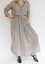 Drawstring Skirt - Brown Stripe