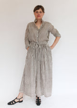 Drawstring Skirt - Brown Stripe
