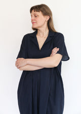 Kite Dress w/ Micro Wave Texture - Navy