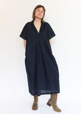 Kite Dress w/ Micro Wave Texture - Navy