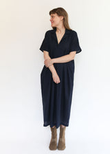 Kite Dress w/ Micro Wave Texture - Navy