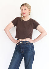 Crop Pointelle Tee - Walnut