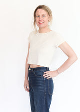Crop Pointelle Tee - Natural