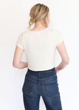 Crop Pointelle Tee - Natural