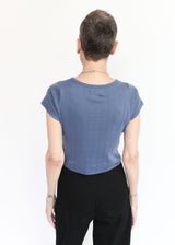 Crop Pointelle Tee - Indigo