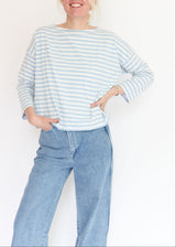 Leia-Sue Pale Blue & White Stripe Top