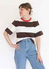 Bay-Sue Cacao & White Wide Stripe Tee