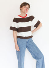 Bay-Sue Cacao & White Wide Stripe Tee