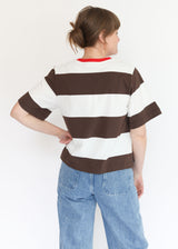 Bay-Sue Cacao & White Wide Stripe Tee