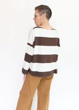 Leia-Sue Cacao & White Wide Stripe Top