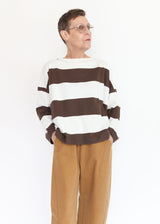 Leia-Sue Cacao & White Wide Stripe Top