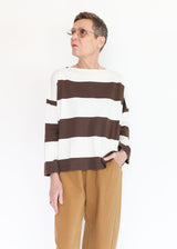 Leia-Sue Cacao & White Wide Stripe Top
