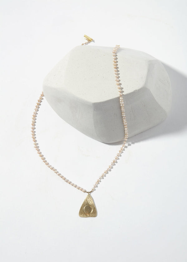 Öna Necklace -  Moons on Knotted Pearls