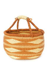 Caramel Diamond Handwoven Decorative Bolga Basket