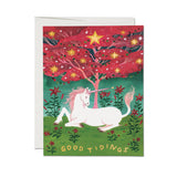 Good Tidings Unicorn greeting card