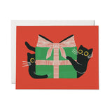 Holiday Black Cat greeting card