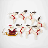 Garland - Santa with Sleigh and 7 Reindeer -White - NEW!