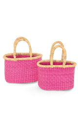 Set of Two Nesting Tote Baskets - Pink