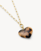 Midi Heart Pendant Necklace in Blonde Tortoise