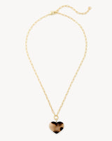 Midi Heart Pendant Necklace in Blonde Tortoise