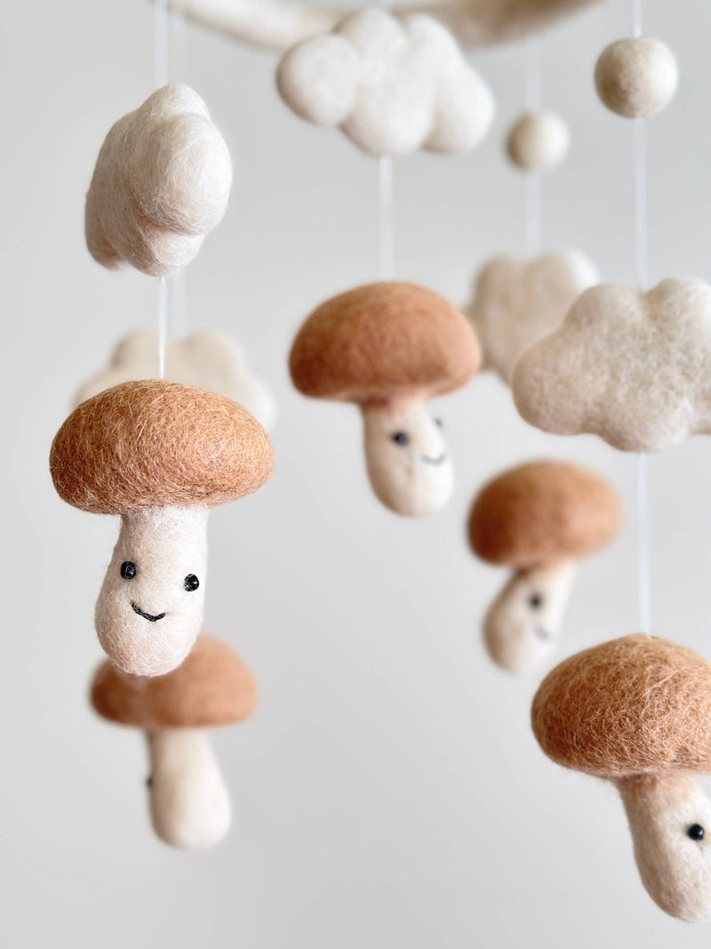 Felt Baby Mobile - Smiley Mushroom