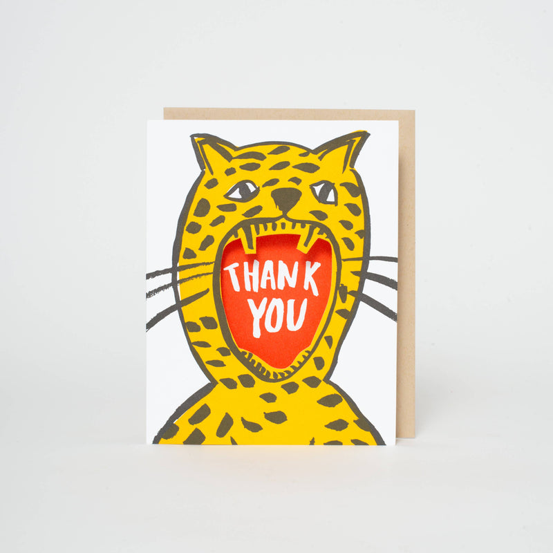 Thank You Cheetah Die-cut Letterpress Greeting Card by Egg Press