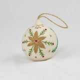 Holiday Felt Ball Ornament Hand Embroidered White Assorted