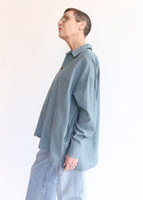 Dobby Check Oversized Shirt - Blue