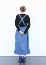 Cotton/Linen Vintage Twill Apron Dress - Blue