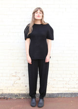 Felt Cape Crewneck - Black