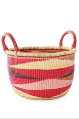 Shades of Red Triangle Design Double Handle Bolga Basket