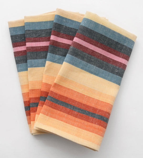 Linen/Cotton Mini Rainbow Stripe Napkins - Set of 4